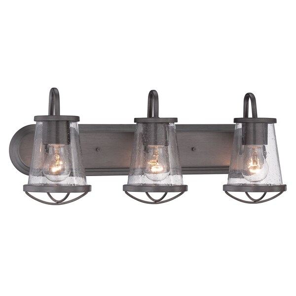 Designers Fountain Darby 24in 3-Light Weathered Iron Industrial Indoor Wall Sconce with Clear Glass Shades 87003-WI - main